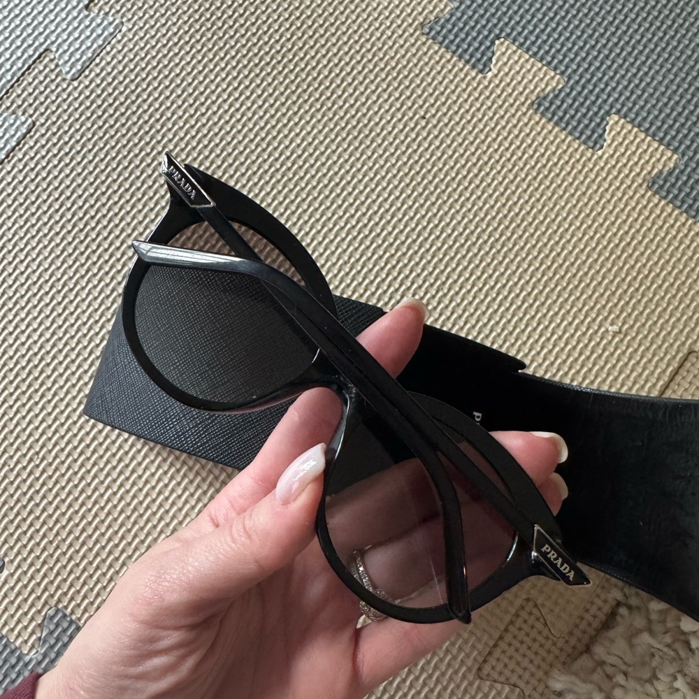 NWOT Prada Black Round Oversized Sunglasses with Dark Lenses